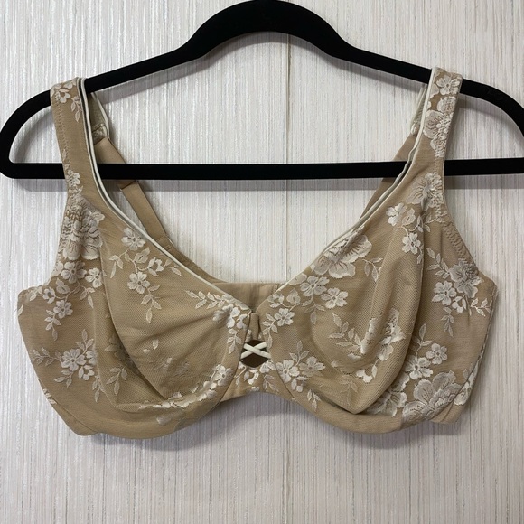 Lilyette Floral Lace Beige Bra 38DD - Picture 1 of 4
